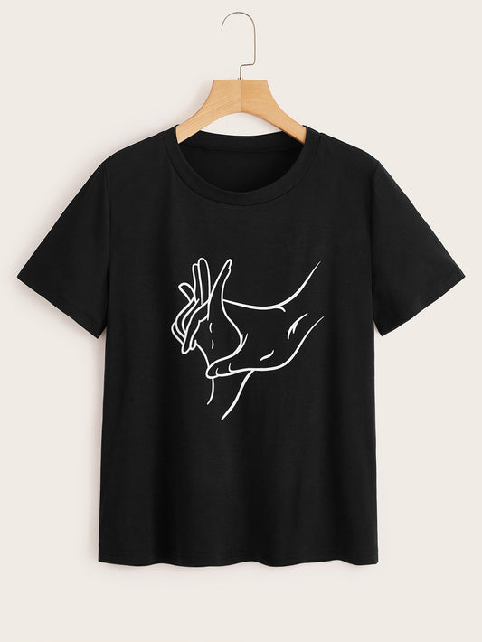 Women's Gesture Print Short Sleeve Tee