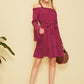 Polka Dot Print Flounce Sleeve Dress