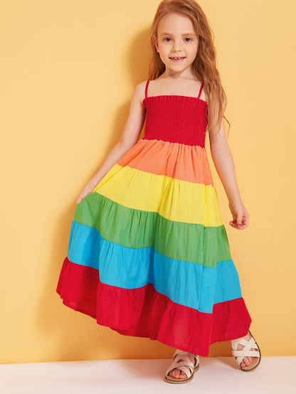 Toddler Girls Rainbow Shirred Cami Dress