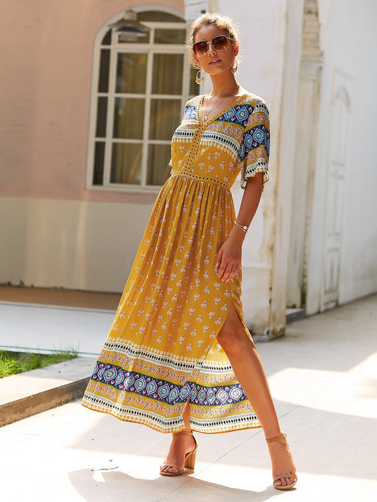 Tribal Print Split Thigh Dress