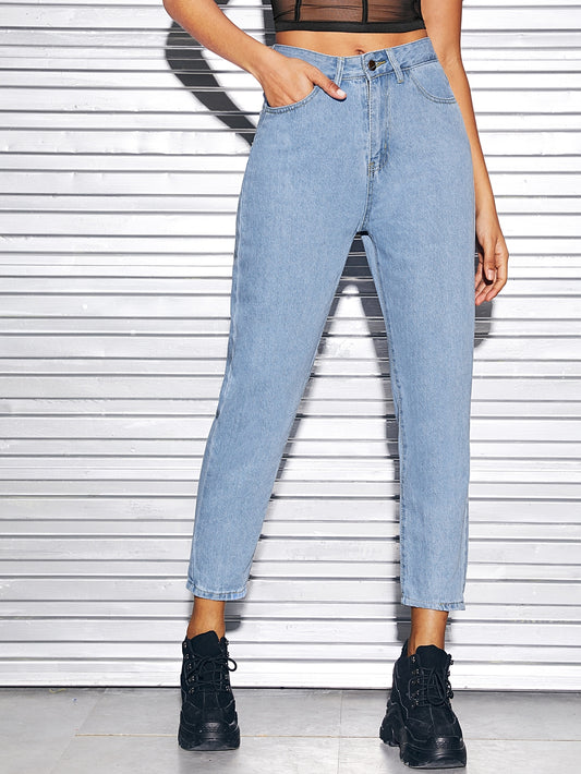 High Waist Cropped Carrot Jeans