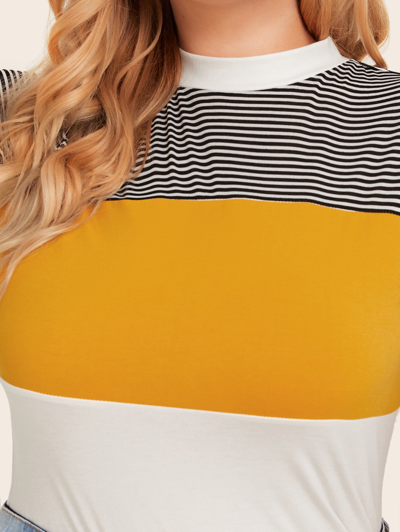 Plus Mock Neck Cut-and-Sew Top