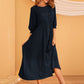Solid Shirred Button Front Shirt Dress