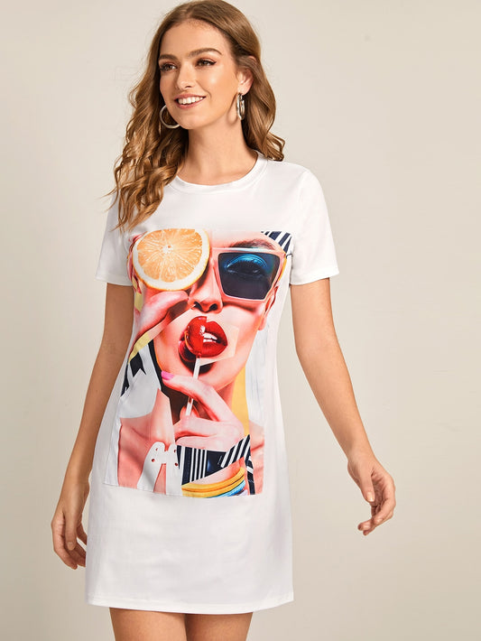 Figure Graphic T-shirt Dress