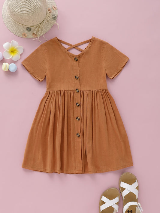 Toddler Girls Button Through Criss Cross Dress