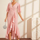 Split Sleeve Ruffle Hem Wrap Dress