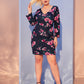 Plus Scallop Trim Floral Print Form Fitted Dress