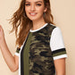 Camo Print Color-block T-shirt Dress