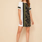 Camo Print Color-block T-shirt Dress