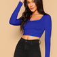 Solid Scoop Neck Fitted Crop Top