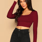 Solid Scoop Neck Fitted Crop Top