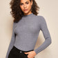 Solid Ribbed Fitted Basic Sweater
