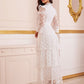 Ruffle Trim Tiered Layered Hem Lace Dress