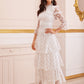 Ruffle Trim Tiered Layered Hem Lace Dress