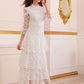 Ruffle Trim Tiered Layered Hem Lace Dress