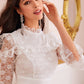 Ruffle Trim Tiered Layered Hem Lace Dress
