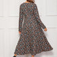 V Neck Paisley Print Button Front Swing Dress