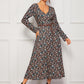 V Neck Paisley Print Button Front Swing Dress
