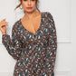 V Neck Paisley Print Button Front Swing Dress