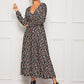 V Neck Paisley Print Button Front Swing Dress