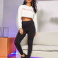 Wide Band Waist Mesh Insert Leggings