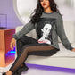 Drop Shoulder Figure Print Pullover