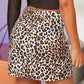 Leopard Print Mandarin Button Detail Skirt