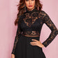 Zip Back Split Thigh Sheer Lace Dress Without Bra