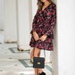 Contrast Lace Floral Print Belted Dress
