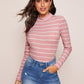 Rib-knit Striped Fitted Tee