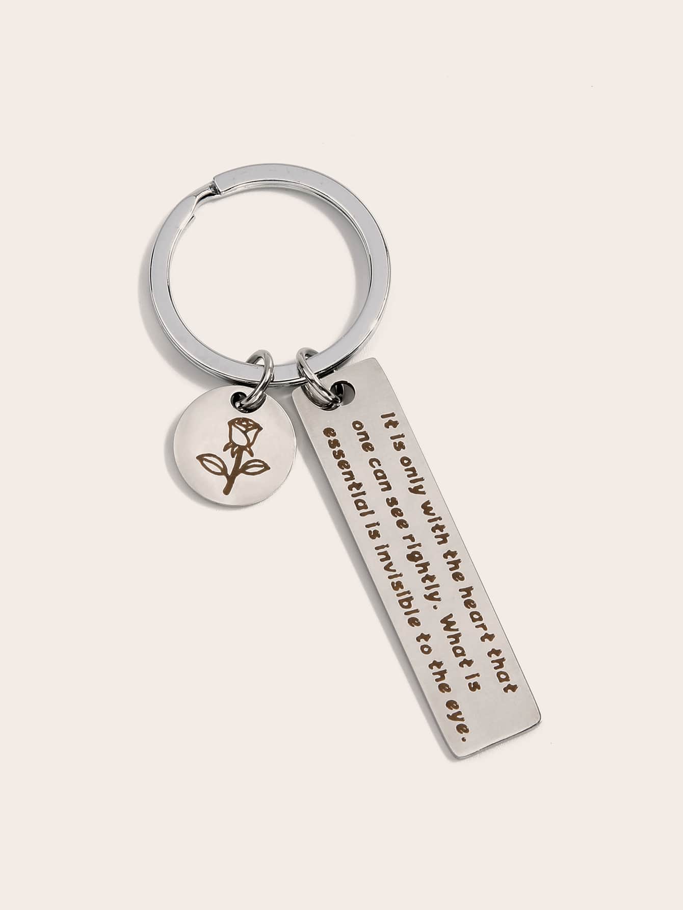 Letter Engraved Charm Keychain