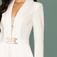 Shawl Collar Lace Insert Belted Cape Jumpsuit