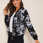 Zip Up Floral Print Bomber Jacket
