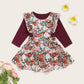 Baby Girl Romper & Floral Ruffle Trim Pinafore Dress Set