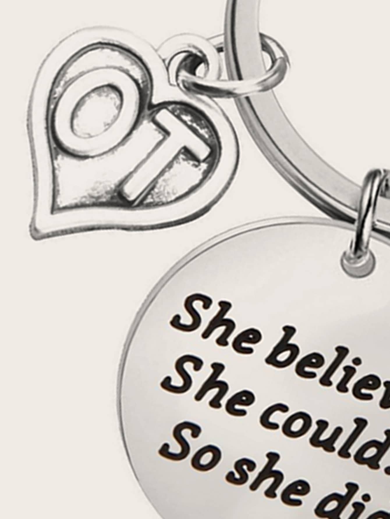 Slogan Engraved Charm Keychain
