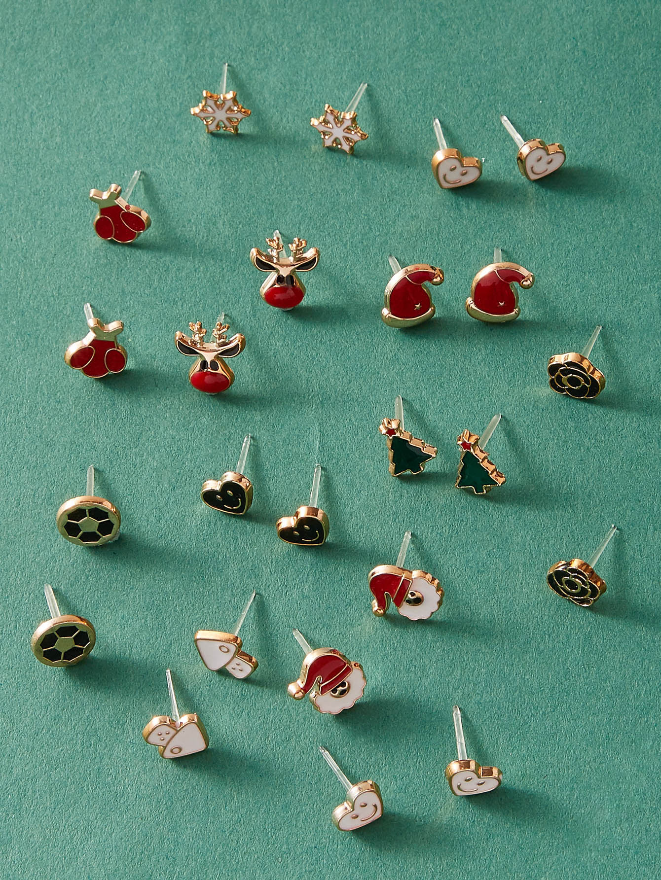 36 Pairs Christmas Snowflake & Flower Shaped Stud Earrings