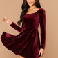 Square Neck Flared Velvet Dress
