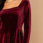 Square Neck Flared Velvet Dress