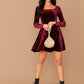 Square Neck Flared Velvet Dress