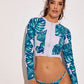 Tropical Zipper Front Top With Thong 2piece Swim