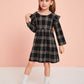 Toddler Girls Plaid Ruffle Trim Babydoll Dress