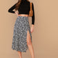 Split Thigh Ditsy Floral Print Skirt