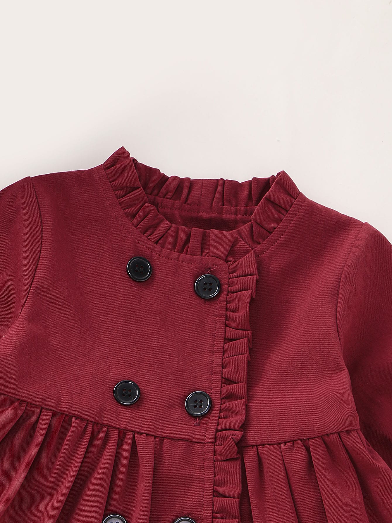 Baby Girl Frill Trim Double Breasted Skater Coat