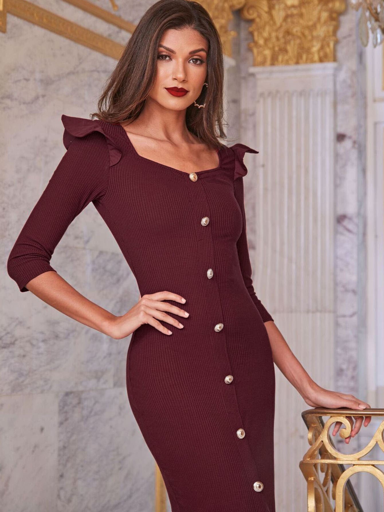 ribbed knit pencil dress Ribbed Knit Pencil Dress Minimalist Style Uplift Luxe