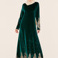 Velvet Appliques Pearls Decoration Abaya Dress