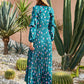 Floral Print Tie Front Ruffle Trim Pleated Dress