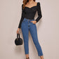 Sweetheart Neck Gigot Sleeve Polka-dot Top