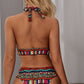 Tribal Halter Top With High Cut Bikini Set