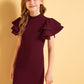 Girls Zip Back Layered Flutter Sleeve Fitted Dress