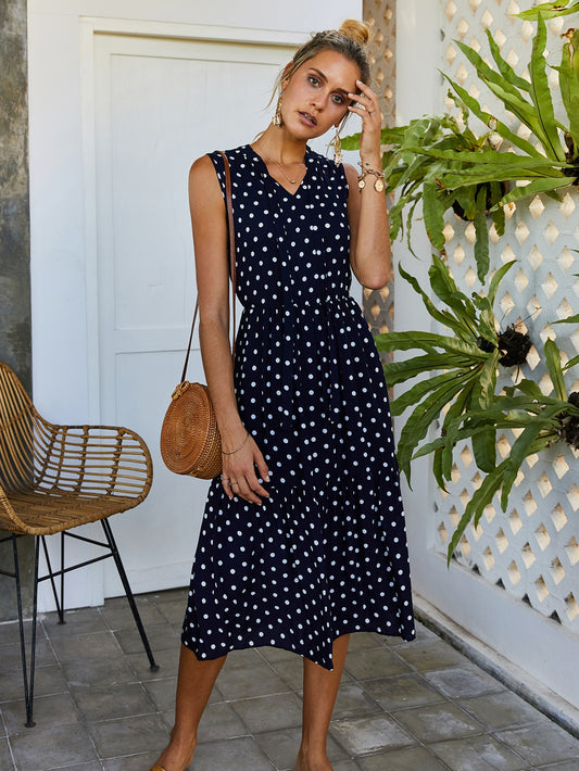 Polka Dot Sleeveless A-line Dress